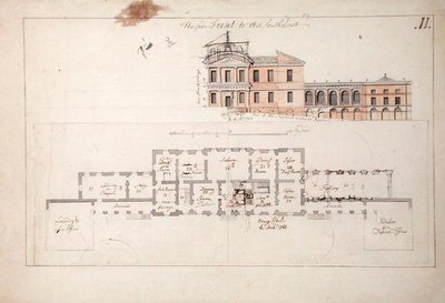 Ground Plan and Elevation for a Villa, 1763 by Stephen Riou